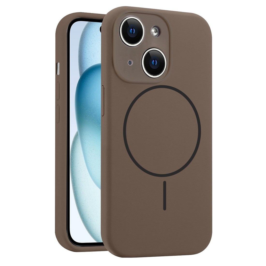 Coque Silicone Moxie BeFluo avec magsafe iPhone 15 - marron