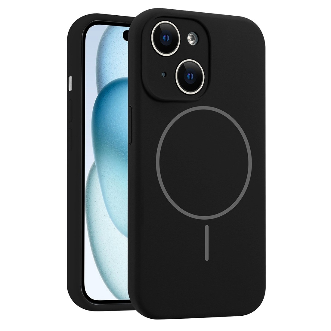 Coque Silicone Moxie BeFluo avec magsafe iPhone 15 - noir