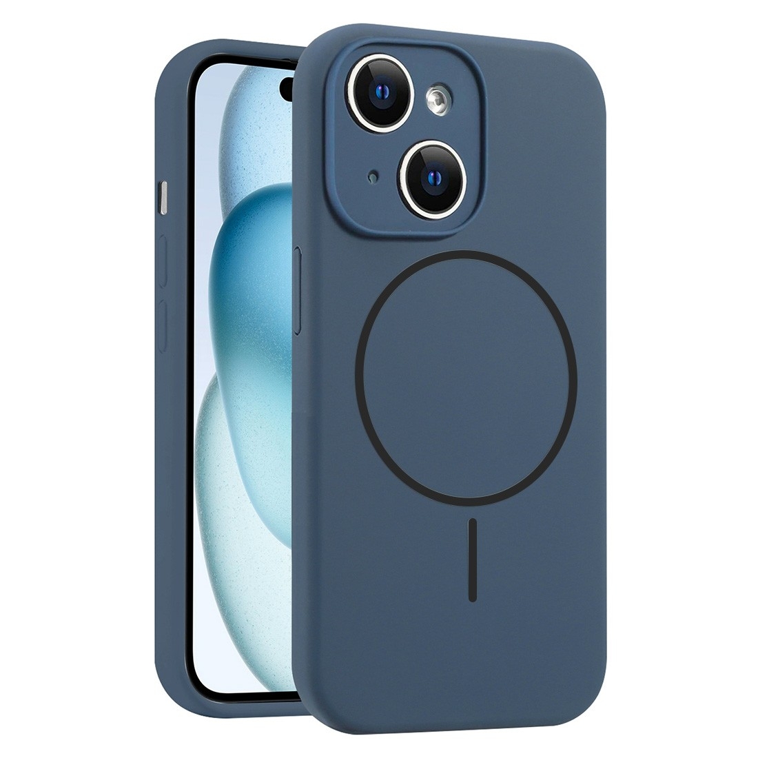 Coque Silicone Moxie BeFluo avec magsafe iPhone 15 Plus - bleu foncé