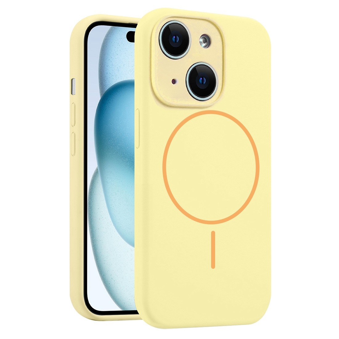Coque Silicone Moxie BeFluo avec magsafe iPhone 15 Plus - jaune
