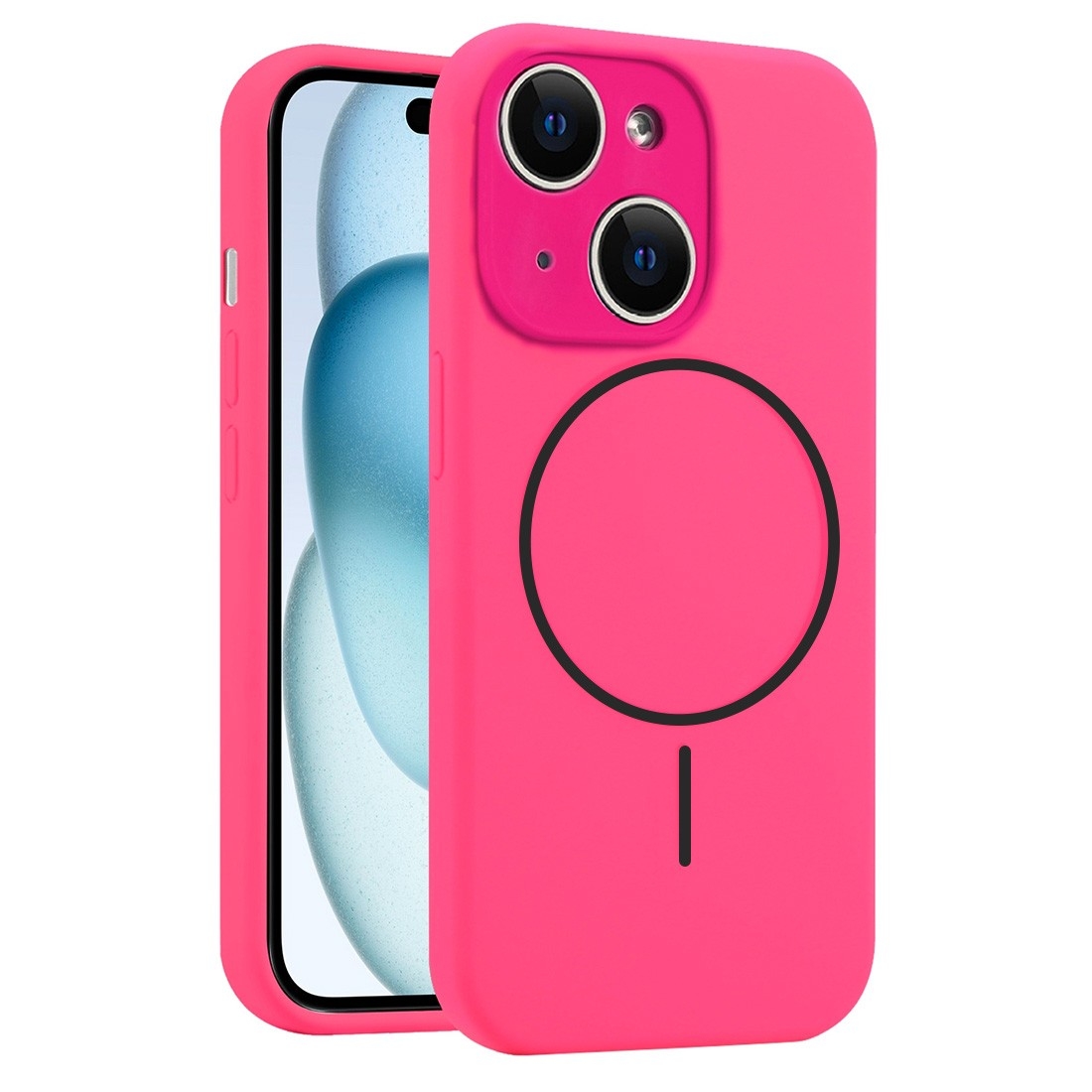 Coque Silicone Moxie BeFluo avec magsafe iPhone 15 Plus - rose