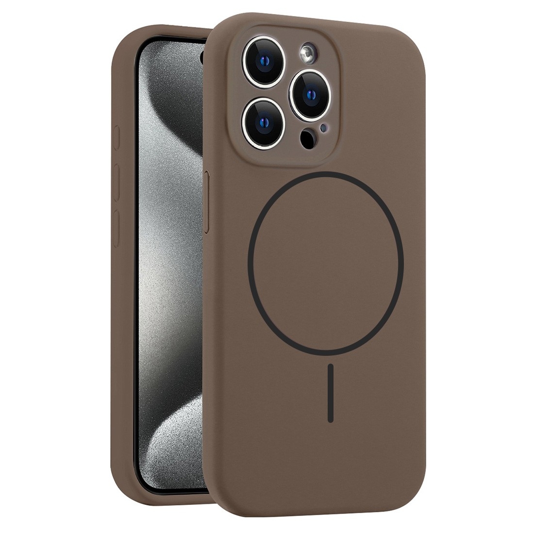 Coque Silicone Moxie BeFluo avec magsafe iPhone 15 Pro Max - marron