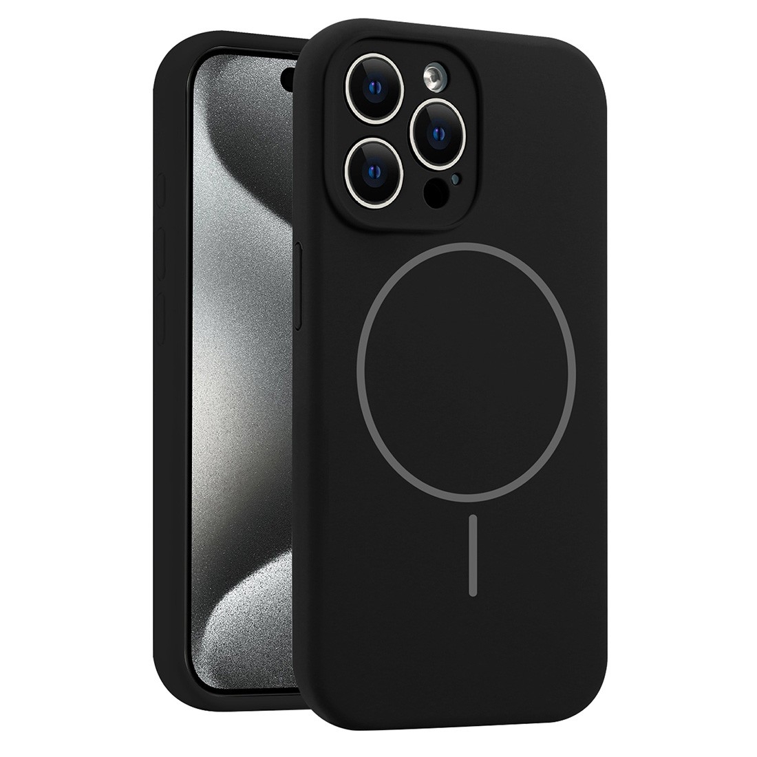 Coque Silicone Moxie BeFluo avec magsafe iPhone 15 Pro Max - noir