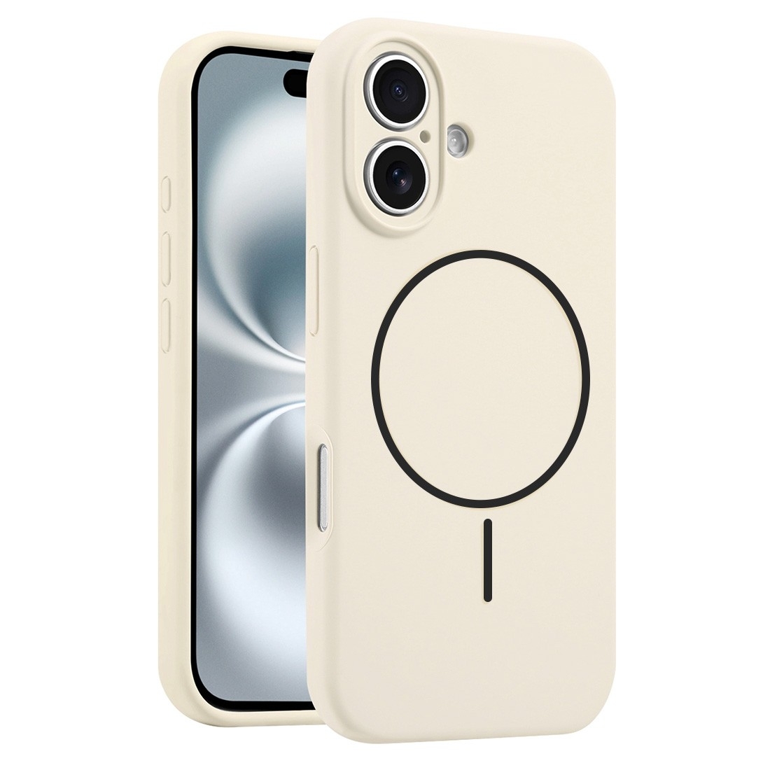 Coque Silicone Moxie BeFluo avec magsafe iPhone 16 - creme