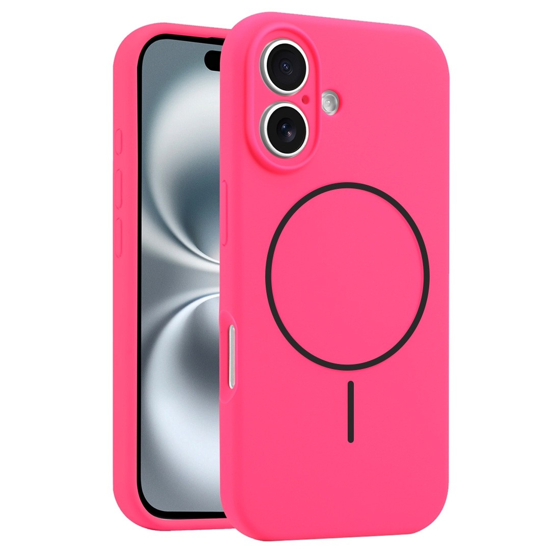 Coque Silicone Moxie BeFluo avec magsafe iPhone 16 Plus - rose