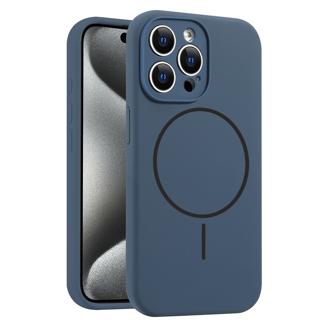 Coque Silicone Moxie BeFluo avec magsafe iPhone 16 Pro - bleu foncé