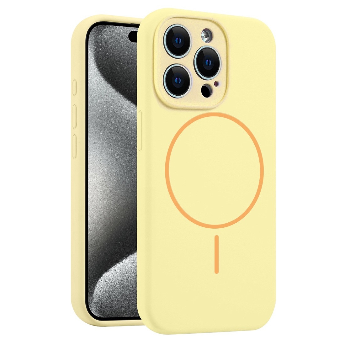 Coque Silicone Moxie BeFluo avec magsafe iPhone 16 Pro Max - jaune