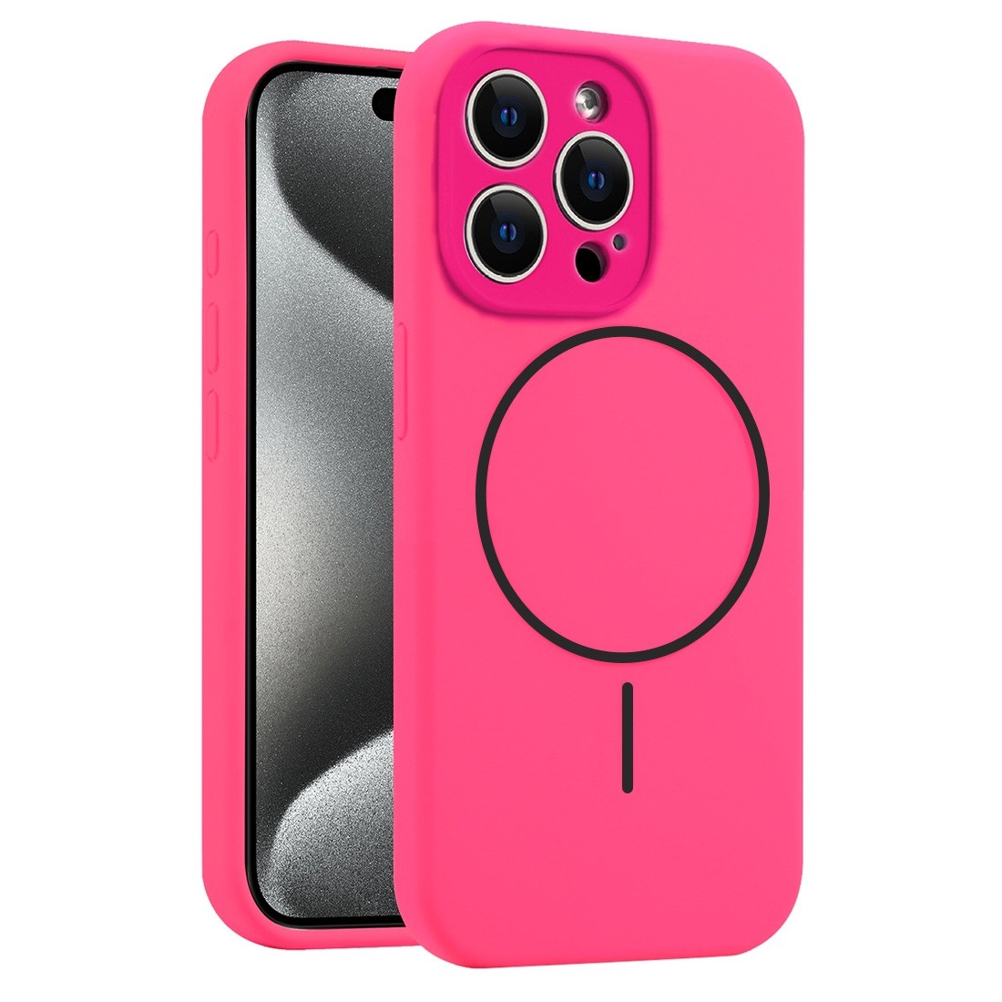 Coque Silicone Moxie BeFluo avec magsafe iPhone 16 Pro Max - rose