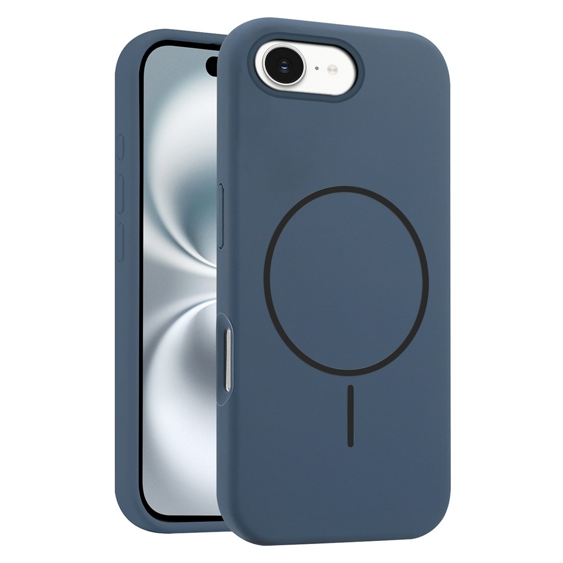 Coque Silicone Moxie BeFluo avec magsafe iPhone 16E - bleu foncé