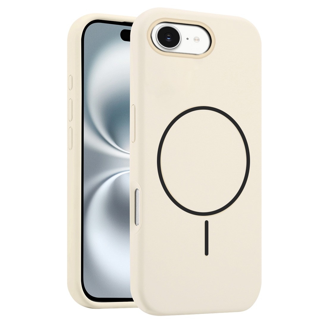 Coque Silicone Moxie BeFluo avec magsafe iPhone 16E - creme