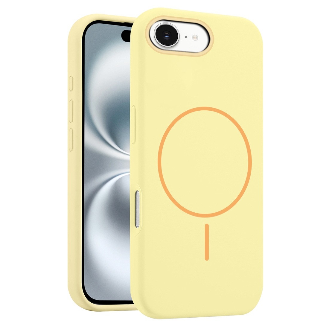Coque Silicone Moxie BeFluo avec magsafe iPhone 16E - jaune