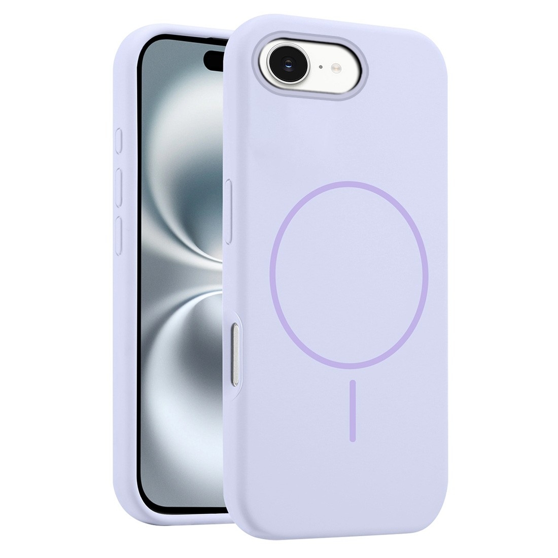 Coque Silicone Moxie BeFluo avec magsafe iPhone 16E - lilas