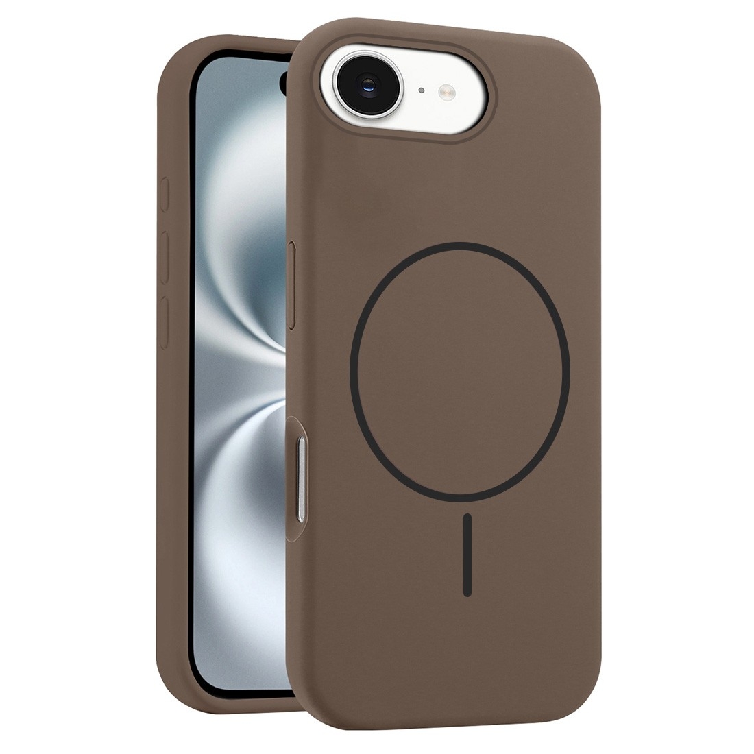 Coque Silicone Moxie BeFluo avec magsafe iPhone 16E - marron