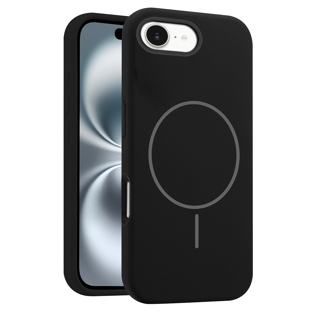 Coque Silicone Moxie BeFluo avec magsafe iPhone 16E - noir