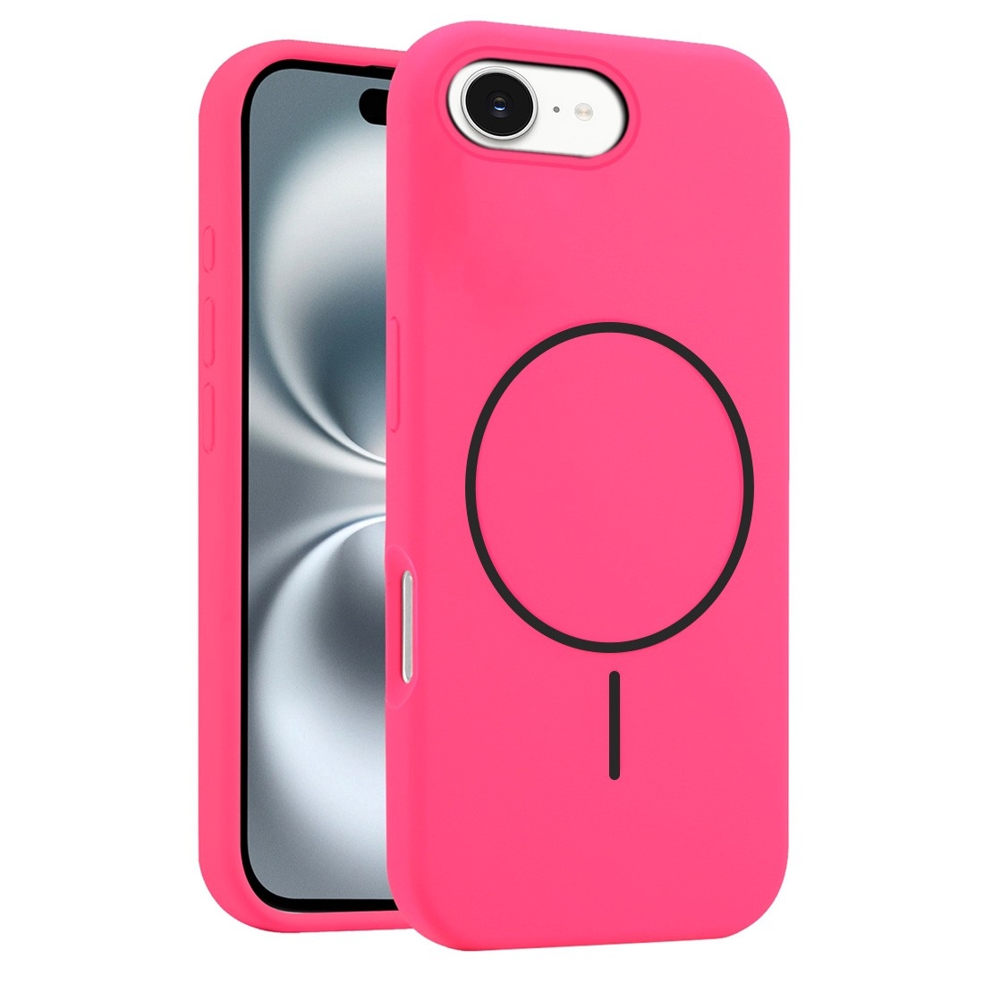 Coque Silicone Moxie BeFluo avec magsafe iPhone 16E - rose