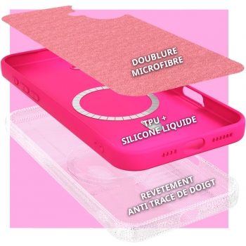 Coque Silicone Moxie BeFluo magsafe iPhone 15 - Rose clair