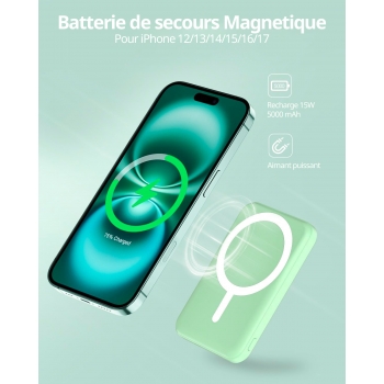 Batterie de secours MagSafe 5000mah charge rapide - Vert