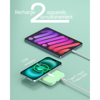 Batterie de secours MagSafe 5000mah charge rapide - Vert