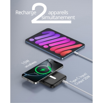 Batterie de secours MagSafe 5000mah charge rapide - Noir