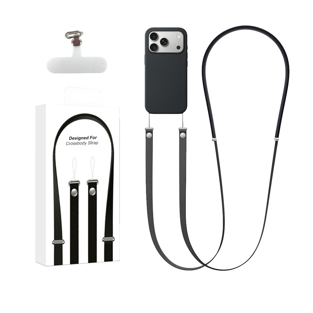 Bandouliere tissé 208 cm pour Smartphone - noir