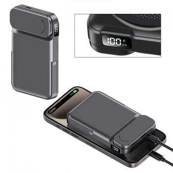 Batterie de secours 10000mah 3en1 avec support et recharge Apple Watch - gris