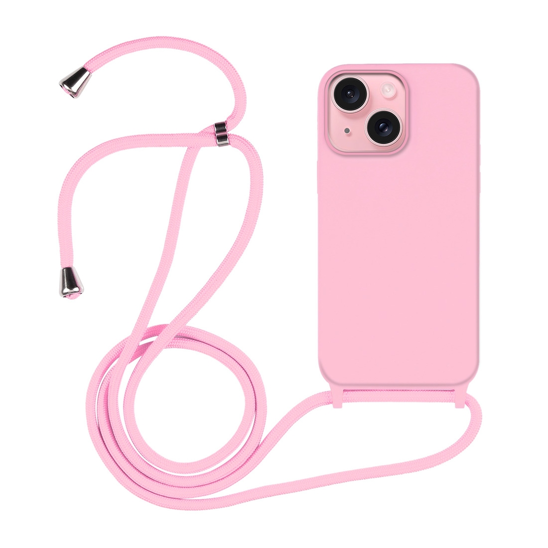 Coque premium + lacet Color lace pour iphone 15 Plus - rose clair