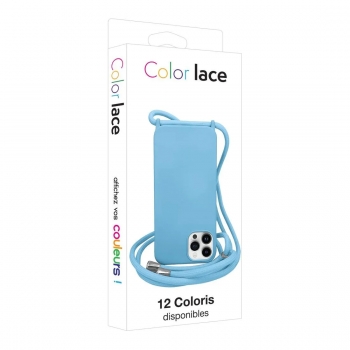 Coque premium + lacet Color lace pour iphone 14 Pro - bleu glacier