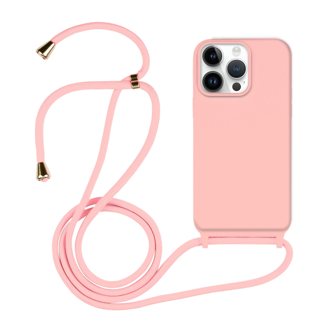 Coque premium + lacet Color lace pour iphone 14 pro - Rose clair