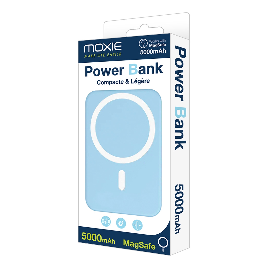 Batterie de secours MagSafe 5000mah charge rapide - Bleu clair