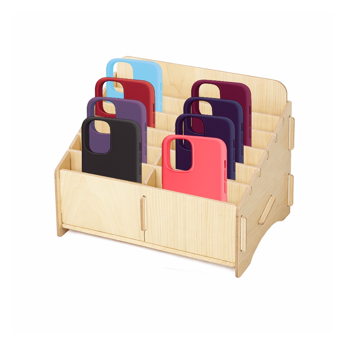 Display en bois pour coques et housses 12 cavités