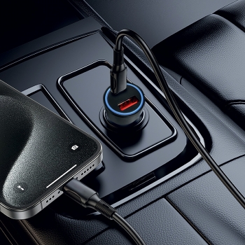 Chargeur Allume Cigare en Aluminium double entrée USBA+ USBC - 48 WATT