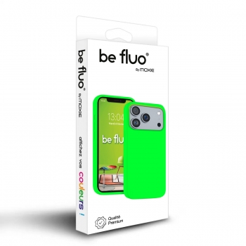 Coque Silicone Moxie BeFluo Fine et Légère pour iPhone 16 Pro Max, Intérieur Microfibre - Vert Fluo