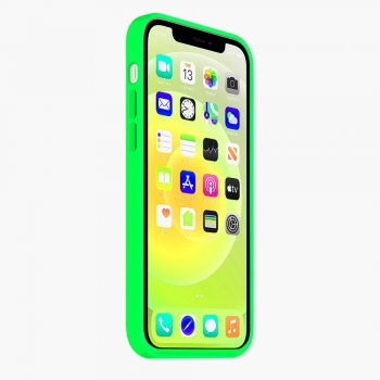 Coque Silicone Moxie BeFluo Fine et Légère pour iPhone 16, Intérieur Microfibre - Vert Fluo