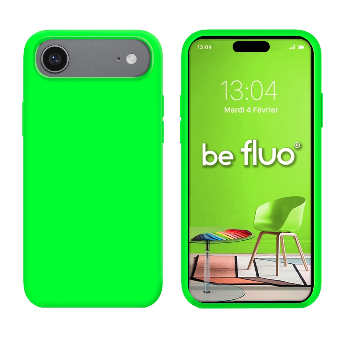 Coque Silicone Moxie BeFluo Fine et Légère pour iPhone Air, Intérieur Microfibre - Vert Fluo