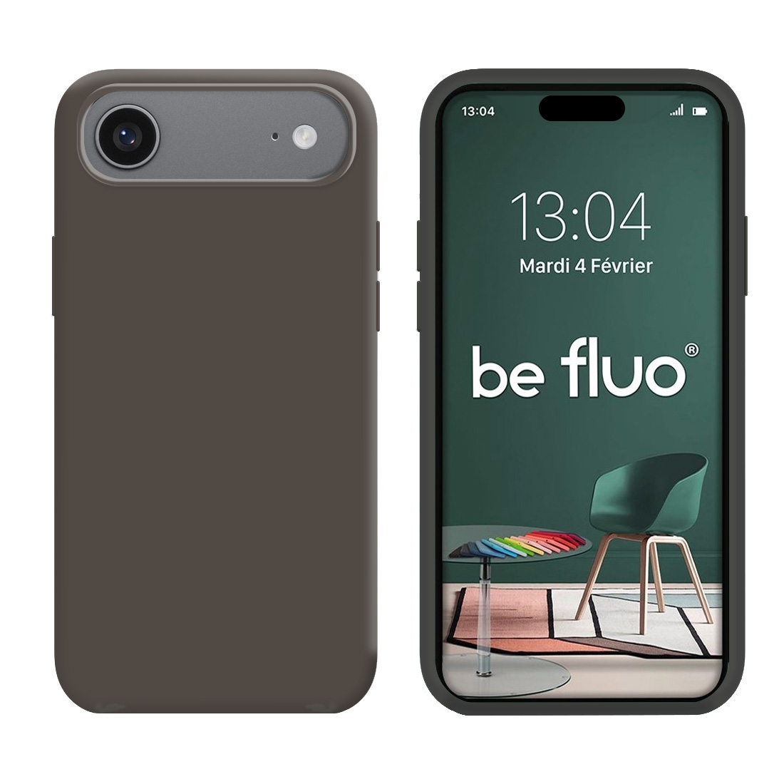 Coque Silicone Moxie BeFluo Fine et Légère pour iPhone Air, Intérieur Microfibre - Gris anthracite