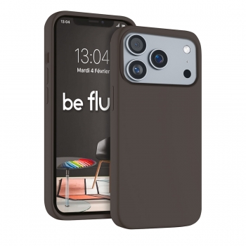 Coque Silicone Moxie BeFluo Fine et Légère pour iPhone 17 Pro, Intérieur Microfibre - Gris anthracite