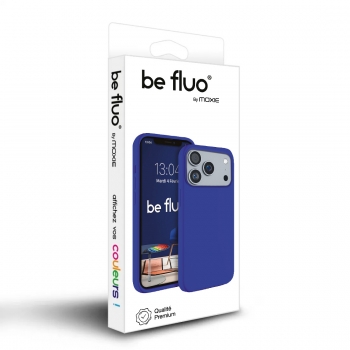 Coque Silicone Moxie BeFluo Fine et Légère pour iPhone 15 Pro, Intérieur Microfibre - Bleu electrique