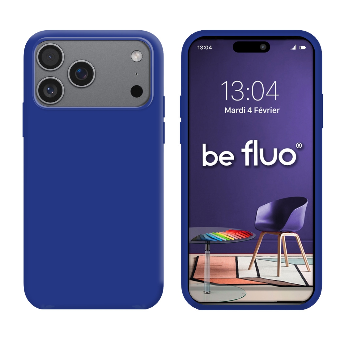 Coque Silicone Moxie BeFluo iPhone 17 Pro Max - Bleu electrique