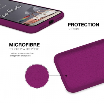 Coque Silicone Moxie BeFluo Fine et Légère pour iPhone 15 Pro Max, Intérieur Microfibre - Myrtille