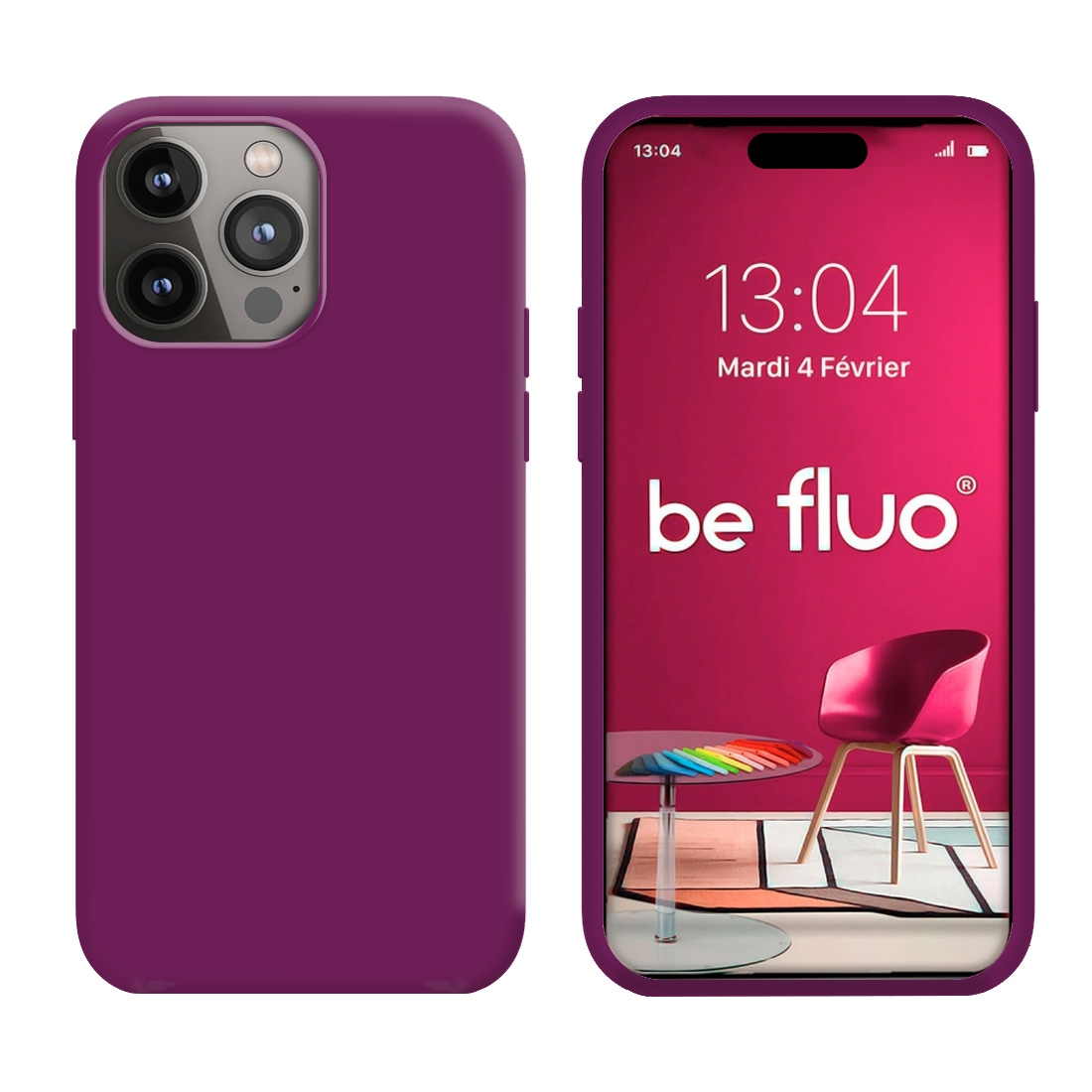 Coque Silicone Moxie BeFluo Fine et Légère pour iPhone 16 Pro Max, Intérieur Microfibre - Myrtille