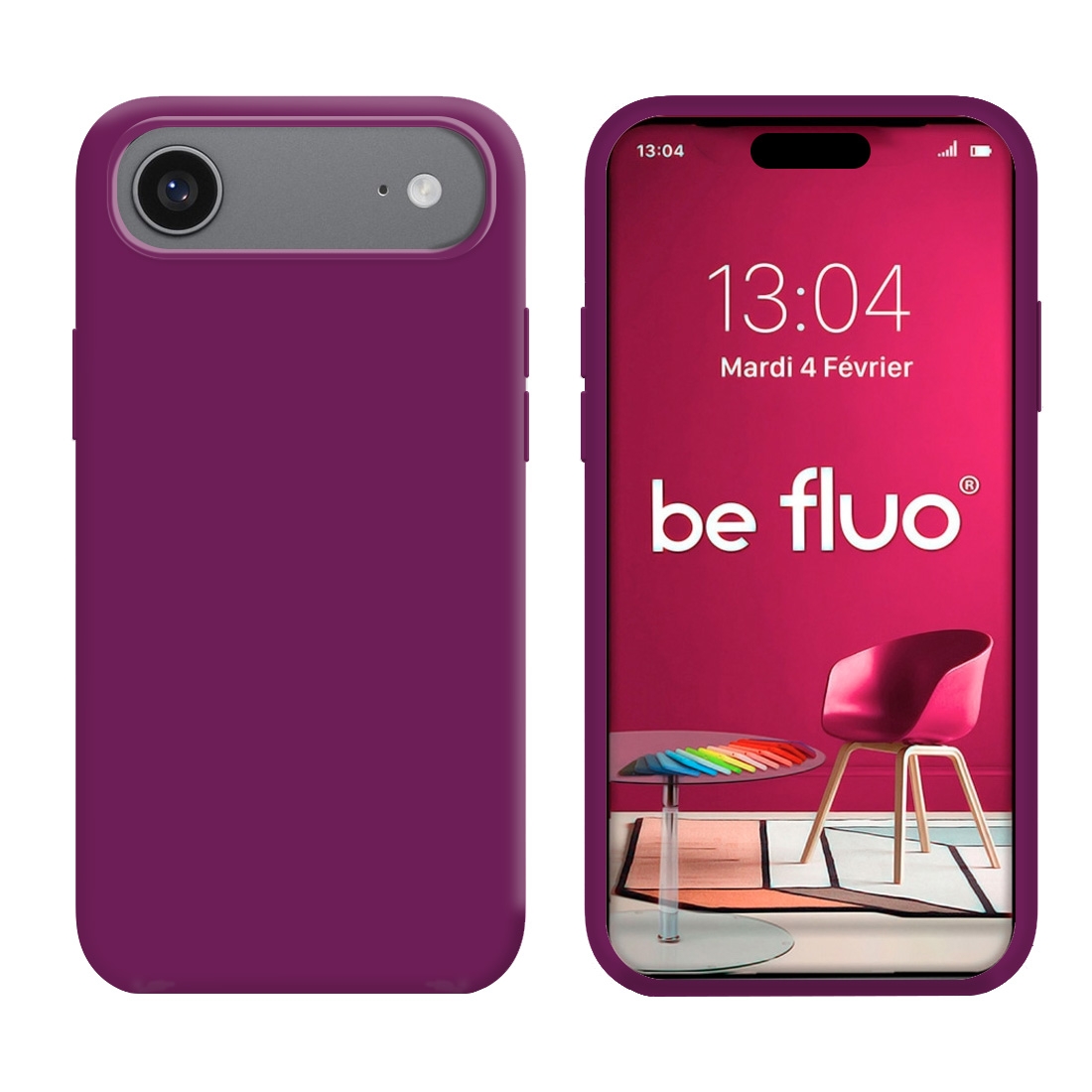 Coque Silicone Moxie BeFluo Fine et Légère pour iPhone Air, Intérieur Microfibre - Myrtille