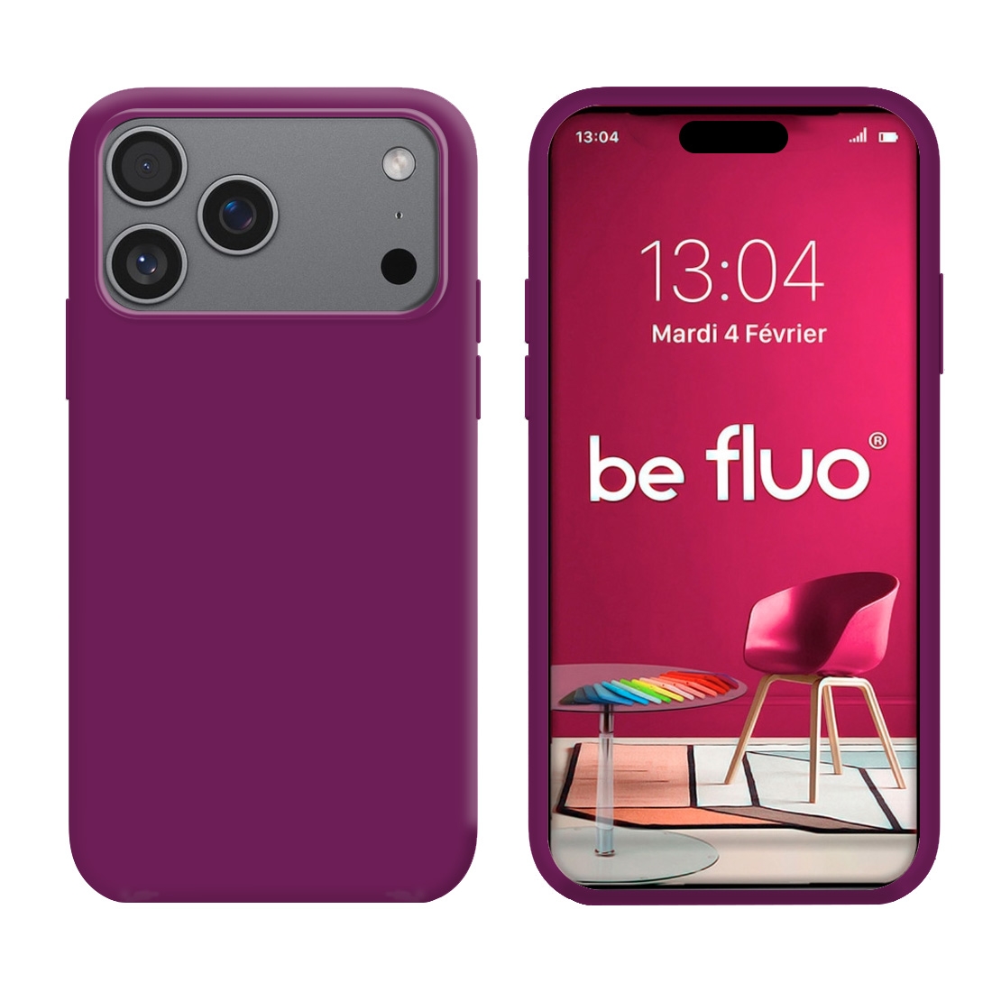Coque Silicone Moxie BeFluo Fine et Légère pour iPhone 17 Pro Max, Intérieur Microfibre - Myrtille