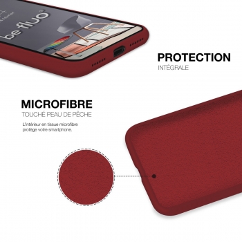 Coque Silicone Moxie BeFluo Fine et Légère pour iPhone 16 Pro Max, Intérieur Microfibre - Dark Cherry