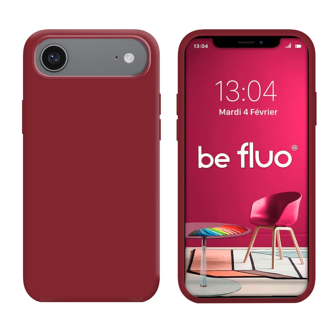 Coque Silicone Moxie BeFluo Fine et Légère pour iPhone Air, Intérieur Microfibre - Dark Cherry