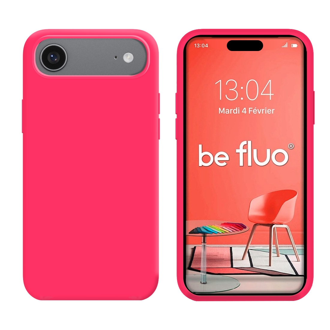 Coque Silicone Moxie BeFluo Fine et Légère pour iPhone Air, Intérieur Microfibre - Rose fluo