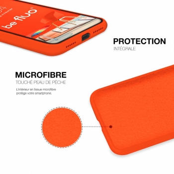 Coque Silicone Moxie BeFluo Fine et Légère pour iPhone 16 Plus, Intérieur Microfibre - Orange Sunset