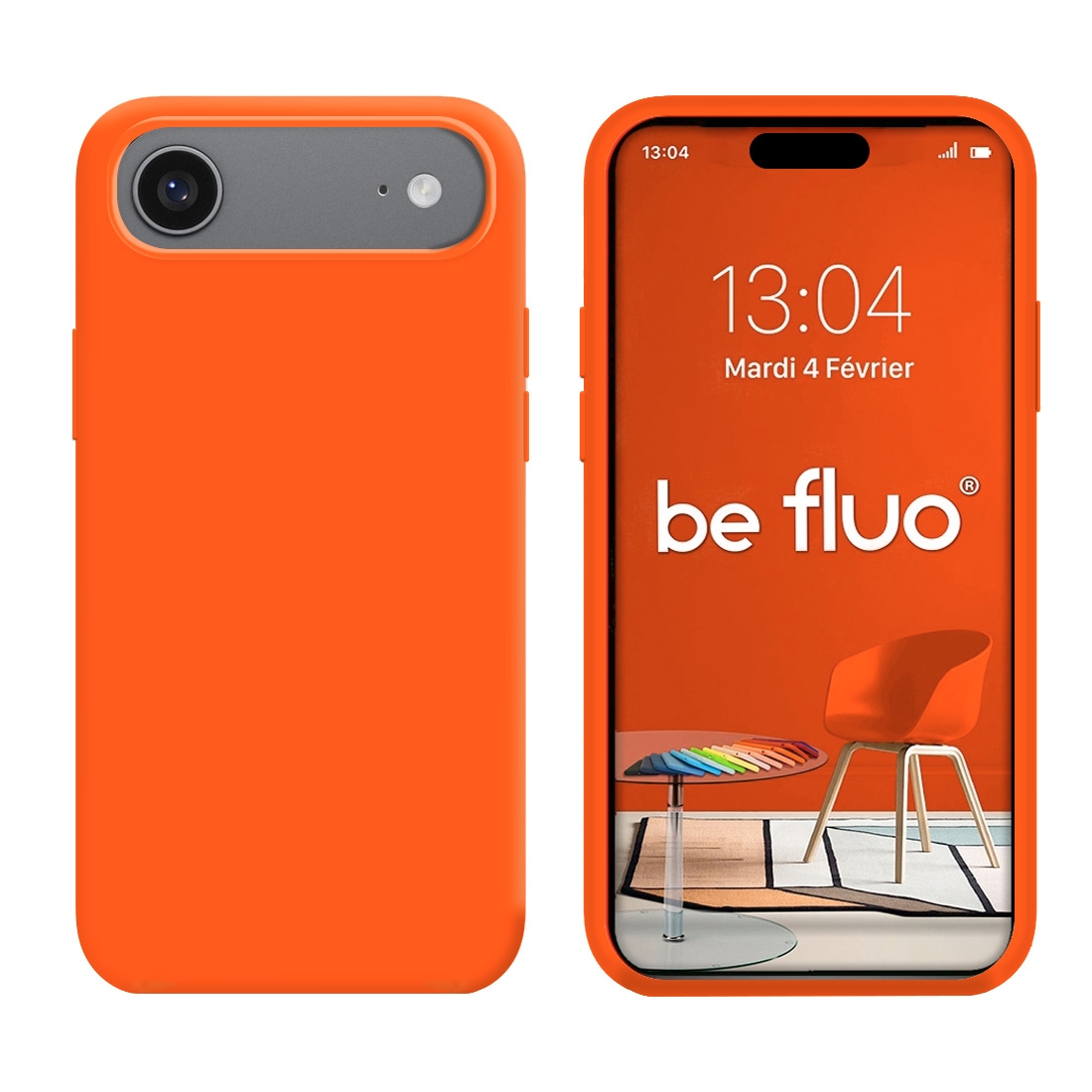 Coque Silicone Moxie BeFluo Fine et Légère pour iPhone Air, Intérieur Microfibre - Orange Sunset