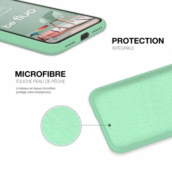 Coque Silicone Moxie BeFluo Fine et Légère pour iPhone 15, Intérieur Microfibre - Menthe poivrée
