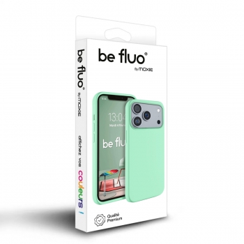 Coque Silicone Moxie BeFluo Fine et Légère pour iPhone 16 Pro Max, Intérieur Microfibre - Menthe poivrée
