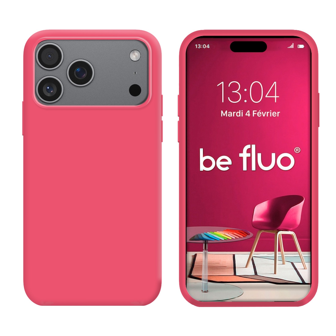 Coque Silicone Moxie BeFluo Fine et Légère pour iPhone 17 Pro, Intérieur Microfibre - Fruit du dragon
